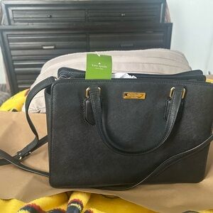 Kate Spade Black Satchel with Gold Accents